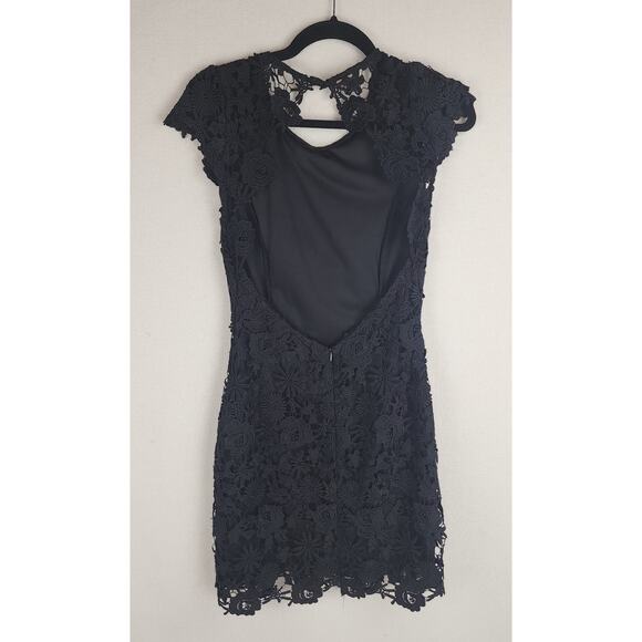 Lulu's Dress Women M Black Cocktail Lace/crochet witchcore romantic Goth Holiday - Picture 6 of 9